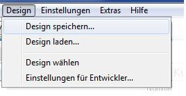 Menüpunkt Design speichern