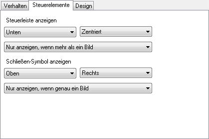 Bild-Zoom, Registerkarte Steuerelemente