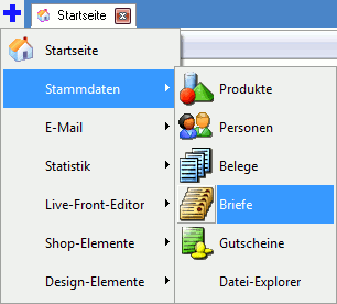 Programmbereich "Briefe" öffnen