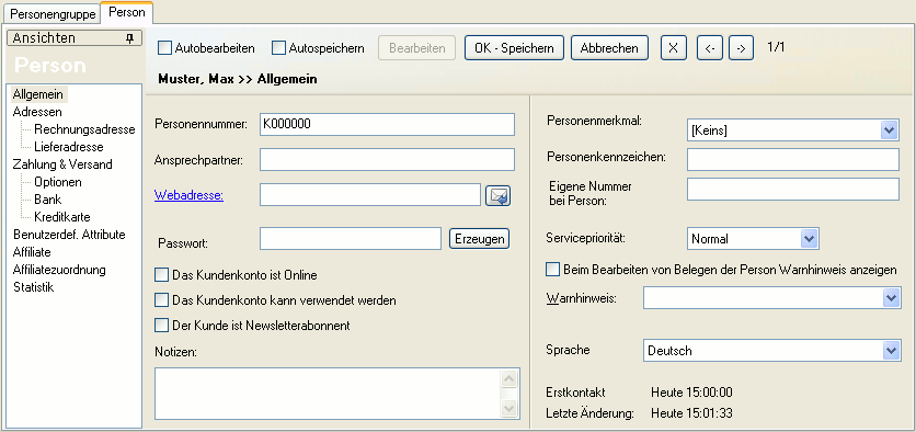 Aktivierung von Kundenkonten