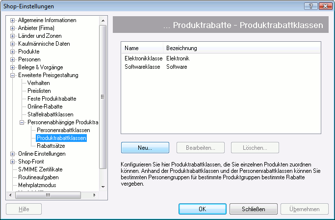 Produktrabattklassen