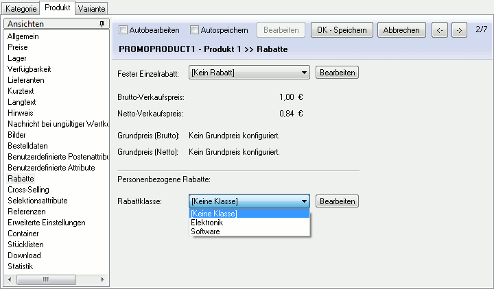 Produktrabattklasse zuweisen