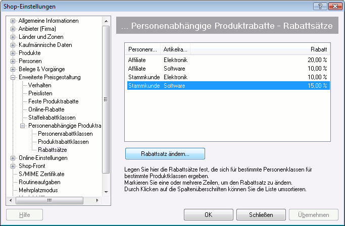 Rabattsätze