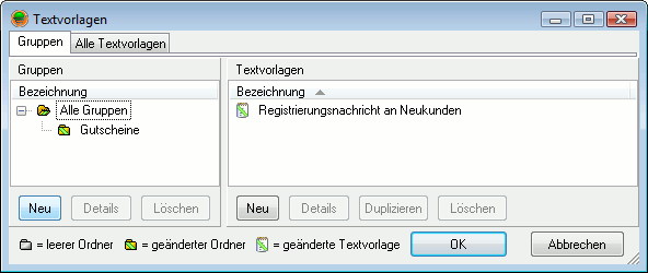 Neue Textvorlagengruppe