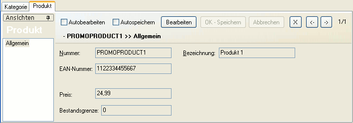 Die Ansicht "Allgemein" des Amazon-Produkts