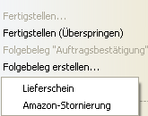 Mögliche Befehle für Bestellungen in Amazon-Vorgängen