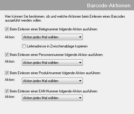 Barcode-Aktionen