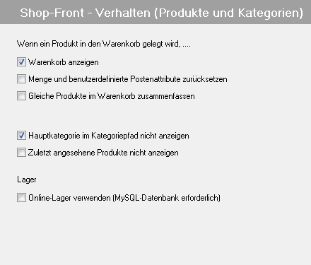 Online-Lager aktivieren