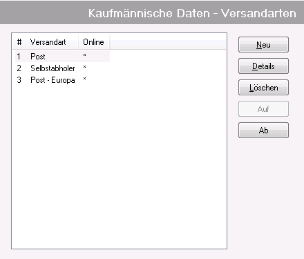 Versandarten