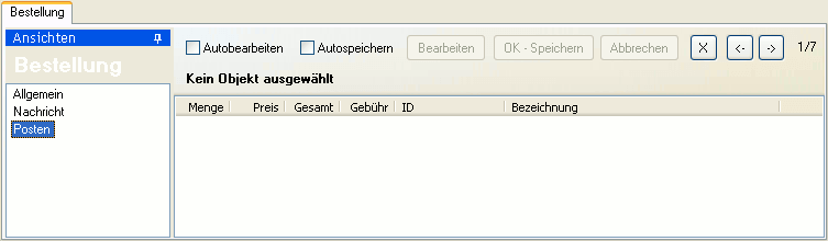 Die Ansicht "Posten" der eBay-Bestellungen