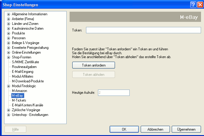 Die eBay-Einstellungen