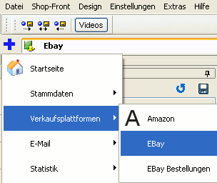 Den Programmbereich eBay öffnen