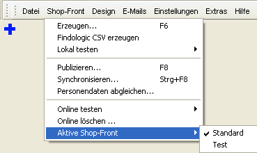 Auswahl der aktiven Shop-Front