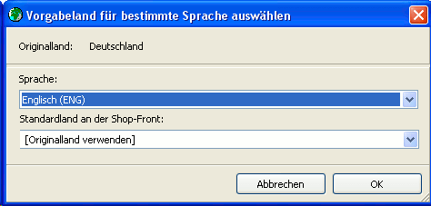 Auswahl des Standardlandes für verschiedene Sprachen