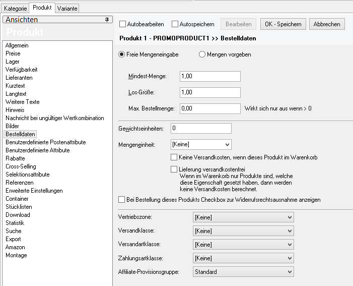 Produkt - Provisionsgruppe