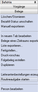 Start einer Routineaufgabe im Belegbereich