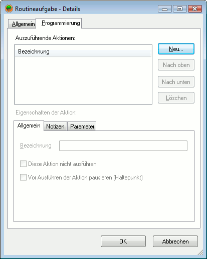 Register Programmierung der Routineaufgaben