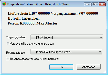 Die auszuführenden Routineaufgabe auswählen