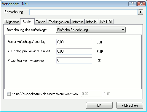 Register Kosten mit einfacher Berechnung