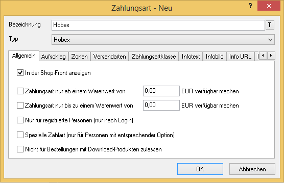 Zahlungsart Hobex Zahlungsart Hobex